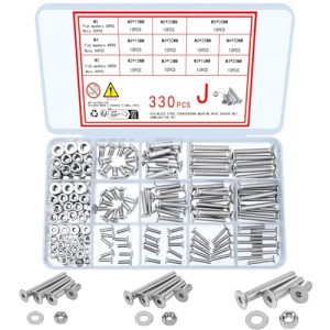 Kit di assortimento di 33 pezzi di viti a testa cilindrica esagonale con dado e rondelle, viti metriche in acciaio inossidabile M3 M4 M5 e dadi e rondelle per uso domestico e industriale.  | Set di assortimento di viti e bulloni Set di assortimento di viti e bulloni Set di assortimento di viti e bulloni