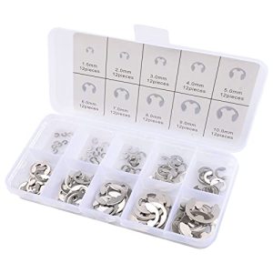 Kit di Assortimento di 34 Clip E in Acciaio Inossidabile – Set di Anelli di Ritenzione Esterni E-Clip (M1.5-M1, 12 Pezzi)  | Anelli di ritenzione Anelli di ritenzione Anelli di ritenzione