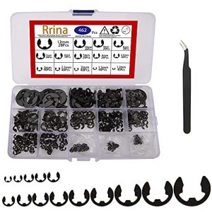 Kit di assortimento di 462 pezzi di anelli di ritenzione E-Clip in acciaio legato nero, anelli di fissaggio esterni, rondelle circolari e anelli di ritenzione a scatto, 14 dimensioni (1,2-12 mm)  | Anelli di ritenzione Anelli di ritenzione Anelli di ritenzione