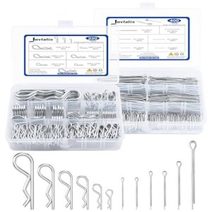 Kit di assortimento di 62 pezzi di perni di cotter, kit di perni a forcina e perni R, 12 dimensioni per sistemi di bloccaggio per ganci di traino, kit di perni di cotter zincati.  | Spilli Spilli Spilli