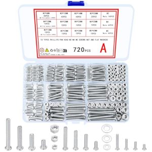 Kit di assortimento di 72 pezzi di dadi e bulloni, set di viti e bulloni in acciaio al carbonio M3 M4 M5, assortimento di viti a testa a croce, dadi e bulloni, con custodia di stoccaggio.  | Set di assortimento di dadi e bulloni Set di assortimento di dadi e bulloni Set di assortimento di dadi e bulloni