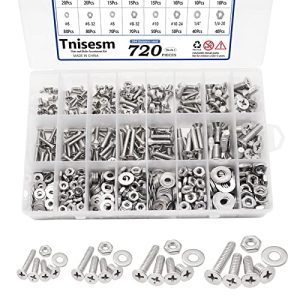 Kit di assortimento di 720 pezzi di dadi e bulloni Phillips, set di viti in acciaio inossidabile #6-32, #8-32, #10-24, #1/4-20, 16 dimensioni assortite di dadi, bulloni e rondelle.  | Set di assortimento di dadi e bulloni Set di assortimento di dadi e bulloni Set di assortimento di dadi e bulloni