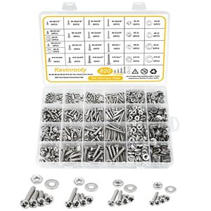 Kit di assortimento di 820 pezzi di dadi e bulloni in acciaio inossidabile 304, dadi e bulloni assortiti con testa a pan Phillips 10-24#8-32#6-32#4-40 e rondelle piatte con custodia.  | Set di assortimento di dadi e bulloni Set di assortimento di dadi e bulloni Set di assortimento di dadi e bulloni