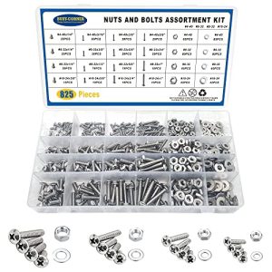 Kit di assortimento di 825 pezzi di dadi e bulloni #4-40 #6-32 #8-32 #10-24 viti a testa svasata in acciaio inossidabile, dadi, rondelle, kit di ferramenta  | Set di assortimento di dadi e bulloni Set di assortimento di dadi e bulloni Set di assortimento di dadi e bulloni