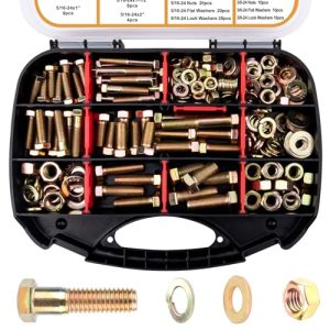 Kit di Assortimento di Bulloni Esagonali a Filettatura Fina di Grado 8 – 210 Pezzi – 5/16-24, 3/8-24, 7/16-20, 1/2-20 – Viti Esagonali, Dadi e Rondelle.  | Bulloni Bulloni Bulloni