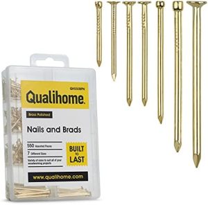 Kit di Assortimento di Chiodi Hardware, Include Chiodi per Finitura, Chiodi di Filo, Chiodi Comuni, Chiodi Brad e Chiodi per Appendere Quadri (Placcati in Ottone)  | Unghie Unghie Unghie