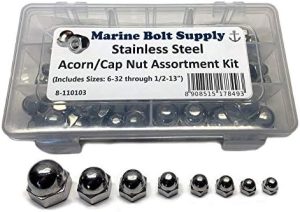 Kit di assortimento di dadi a cappello in acciaio inossidabile – Marine Bolt Supply 8-1113  | Set di assortimento di dadi e bulloni Set di assortimento di dadi e bulloni Set di assortimento di dadi e bulloni