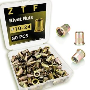 Kit di assortimento di inserti a rivetto Sae 8-32 1-24 1/4-2 5/16-18 3/8 Inch-16Unc, set di rivetti a testa piatta in zinco giallo, inserti filettati Nutsert Rivnuts per metallo, plastica, fibra di vetro (#1-24Unc)  | Inserti filettati Inserti filettati Inserti filettati