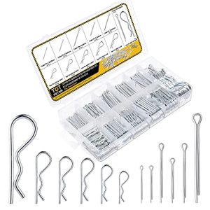 Kit di Assortimento di Perni a Cerniera – 25 Pezzi di Perni a Cerniera a Forma di Capello e Set di Perni a Cerniera, Clip a R per Gancio di Traino, Tosaerba, Camion (Acciaio Zincato)  | Spilli Spilli Spilli