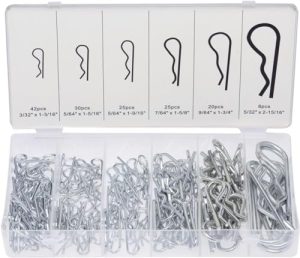 Kit di assortimento di perni a cotter 50457A, 150 pezzi di clip in acciaio zincato, piccoli perni a cotter per uso su sistema di bloccaggio per ganci, perni a cotter assortiti, kit di assortimento di perni a capelli, clip R.  | Spilli Spilli Spilli