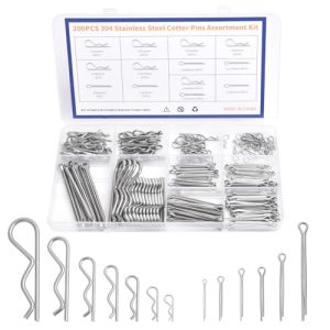 Kit di Assortimento di Perni a Cotter – Set di 200 Pezzi di Perni Hardware, Perni Kotter in Acciaio Inossidabile 304, 13 Valori di Perni Carter, Clip di Fissaggio a Pinza Divisa, Fermagli Dritti (13 Dimensioni – 200 Pezzi)  | Spilli Spilli Spilli