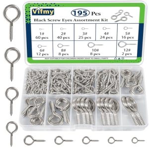 Kit di Assortimento di Viti ad Occhio (195 Pezzi), 0.75″ 0.78″ 0.90″ 1″ 1.1″ 1.18″ 1.39″ 1.57″ 1.75″ Viti ad Occhio Zincate, Ganci ad Anello in Metallo per Viti Piccole, Argento  | Viti Viti Viti