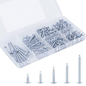 Kit di Assortimento Viti Autofilettanti, Viti per Lamiera #8 per Metallo, Legno e Plastica, 125 Pezzi Viti Autoforanti con Testa a Trave Galvanizzate in 5 Misure (1/2, 3/4, 1-1/4, 1In, 2In)  | Viti Viti Viti