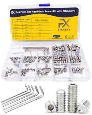 Kit di Assortimento Viti di Bloccaggio – 240 (M3, M4, M5, M6, M8), Viti Metriche in Acciaio Inossidabile 304 con Punta a Coppa e Testa Esagonale con 5 Chiavi Allen (M1.5-M4) – Ideale per Maniglie di Porte, Riparazioni Domestiche e Altro  | Viti Viti Viti