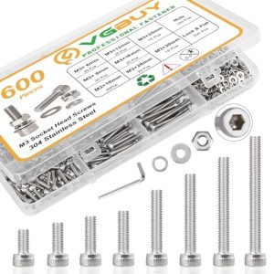 Kit di assortimento viti M3 da 600 pezzi, viti M3 (8 dimensioni da 6 a 30 mm) per stampante 3D fai-da-te, viti a testa esagonale con dado e rondella, kit in acciaio inossidabile 304, M3 x 6/8/10/12/16/20/25/30 mm.  | Viti Viti Viti