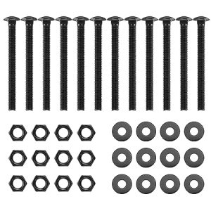 Kit di bulloni a carrozza 1/2 X 6 pollici, bulloni resistenti alla ruggine, include 12 bulloni, 12 rondelle e 12 dadi, nero.  | Bulloni Bulloni Bulloni