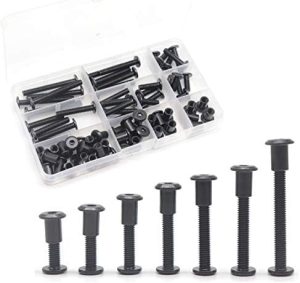 Kit di bulloni a testa esagonale nera M6, 35 pezzi di bulloni e dadi a testa esagonale per mobili e lettini, M6X15Mm/20Mm/25Mm/30Mm/35Mm/40Mm/50Mm  | Viti Viti Viti