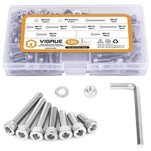 Kit di bulloni in acciaio inossidabile M6 da 180 pezzi, assortimento di viti a testa esagonale M6X12/16/20/25/30/35/40mm, dadi e rondelle, filettatura UNC completa.  | Set di assortimento di viti e bulloni Set di assortimento di viti e bulloni Set di assortimento di viti e bulloni