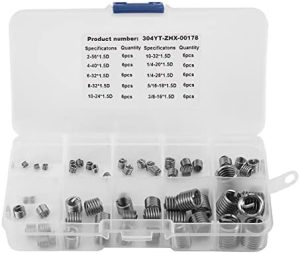 Kit di Inserti Filettati 60 Pezzi, Set Helicoil SAE e Metri, Inserti per Riparazione Filettata in Acciaio Inossidabile 304, Assortimento di Inserti Filettati in Filo SAE con Scatola  | Inserti filettati Inserti filettati Inserti filettati