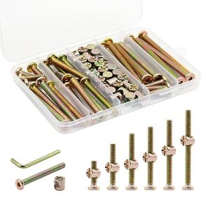 Kit di sostituzione viti e hardware per lettini, set di 28 bulloni e dadi a barile per struttura di lettino, viti a testa esagonale M6X20Mm/30Mm/40Mm/50Mm/60Mm/70Mm/80Mm, kit assortito di dadi a barile e viti a cappuccio.  | Viti Viti Viti