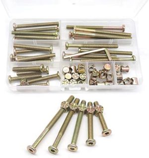 Kit di sostituzione viti hardware per lettini, set da 25 viti esagonali M6X40Mm/50Mm/60Mm/70Mm/80Mm con dadi a barile assortiti per letti, testate, sedie e mobili.  | Viti Viti Viti