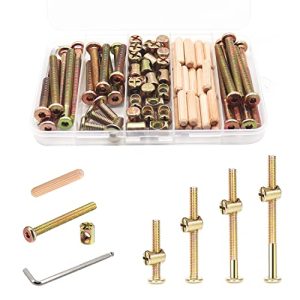 Kit di Sostituzione Viti per Lettini – Set di 16 Bulloni per Struttura Letto per Bambini, Dadi a Barile e Perline di Legno – Viti a Testa Esagonale M6X16/4/6/8 Mm con Dadi per Letti, Testiere, Sedie e Mobili  | Viti Viti Viti