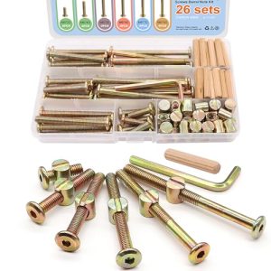 Kit di Sostituzione Viti per Letto da Neonato 26 Set – Bulloni per Struttura Letto M6X20/40/50/60/70/80Mm, Dadi a Barile, Perline di Legno, Viti a Testa Esagonale per Letti, Sedie e Mobili.  | Viti Viti Viti