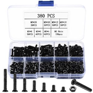 Kit di Viti a Testa Piana M3 e Dadi Esagonali, 38 Pezzi Viti a Testa Svasata Phillips Nere, Kit di Assortimento di Viti e Dadi – M3 X 4Mm/ 6Mm/ 8Mm/ 10Mm/ 12Mm/ 16Mm/ 20Mm  | Set di assortimento di viti e bulloni Set di assortimento di viti e bulloni Set di assortimento di viti e bulloni