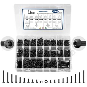 Kit di Viti M3 da 1600 Pezzi, Viti a Testa Bombata M3 e Viti a Testa Esagonale M3, Assortimento di Viti Metriche in Acciaio Legato di Grado 12.9, Viti, Bulloni e Dadi M3 Placcati in Zinco Nero.  | Viti Viti Viti