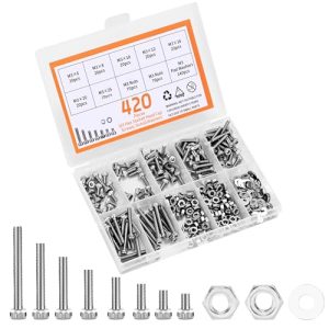 Kit di Viti M3 da 42 Pezzi, Assortimento Premium di Viti a Testa Esagonale M3 con Dadi e Rondelle, M3 X 6Mm / 8Mm / 10Mm / 12Mm / 16Mm / 20Mm / 25Mm (Argento)  | Set di assortimento di viti e bulloni Set di assortimento di viti e bulloni Set di assortimento di viti e bulloni