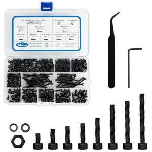 Kit di Viti M3 da 642 Pz, Acciaio al Carbonio di Alta Resistenza di Grado 12.9, Assortimento di Viti M3, Assortimento di Bulloni e Dadi M3, Assortimento di Viti Metriche, Nero, 6Mm, 8Mm, 10Mm, 12Mm, 16Mm, 20Mm, 25Mm, 30Mm.  | Set di assortimento di viti e bulloni Set di assortimento di viti e bulloni Set di assortimento di viti e bulloni