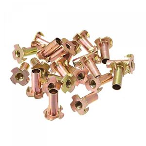 M6X22Mm T-Nuts 4 Pronged Tee Nut Inserti Filettati in Acciaio al Carbonio per Legno 24 Pezzi  | T-Nuts T-Nuts T-Nuts