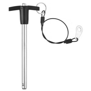 Pinza a sgancio rapido a maniglia a T con diametro di 3/8 pollici, pin di bloccaggio a sfera in acciaio inossidabile con cavo lanyard a pulsante, lunghezza utilizzabile 3,94″ (9,5100 mm)  | Spilli Spilli Spilli