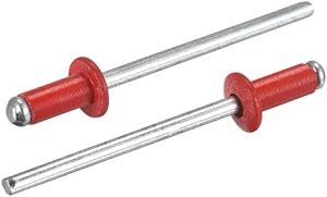 Rivetti in Alluminio, 3.2Mm X 7Mm (1/8″ X 9/32″) Rivetti a Testa Piatta e Rotonda per Unire Piastra Metallica e Pelle, Rosso, 200 Pezzi  | Rivetti Rivetti Rivetti