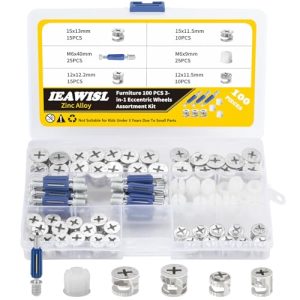 Serrature a Cam, 100 Pezzi Ruote Eccentriche Serrature a Cam per Mobili, Fissaggi a Cam Lock per Connessione, Set di Fissaggi a Vite 3 in 1, Parti Hardware Assortite di Dadi e Viti  | Set di assortimento di dadi e bulloni Set di assortimento di dadi e bulloni Set di assortimento di dadi e bulloni