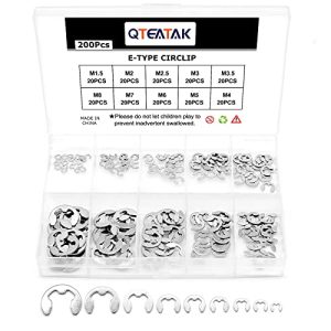 Set di 200 pezzi di anelli di ritenzione esterni E-Clip in acciaio inossidabile – assortimento di 10 misure – acciaio inossidabile 304 (1,5 mm, 2 mm, 2,5 mm, 3 mm, 3,5 mm, 4 mm, 5 mm, 6 mm, 7 mm, 8 mm)  | Anelli di ritenzione Anelli di ritenzione Anelli di ritenzione