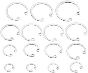 Set di 200 pezzi di anelli di ritenzione interna (circlip) in acciaio inossidabile 304, assortimento di 15 misure: M8, M10, M12, M14, M16, M18, M20, M22, M24, M26, M28, M30, M32, M34, M36.  | Anelli di ritenzione Anelli di ritenzione Anelli di ritenzione