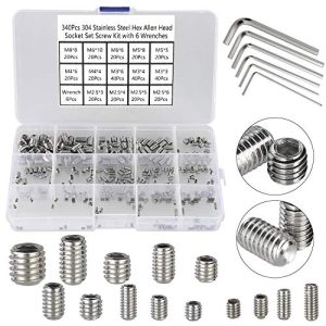 Set di 34 Viti a Testa Esagonale Metriche M2.5, M3, M4, M5, M6, M8 con Punta a Coppa, Viti Allen, Viti Senza Testa con Incastro Esagonale Interno, Kit di Assortimento con 6 Chiavi Esagonali, 34 Viti in Acciaio Inossidabile.  | Viti Viti Viti