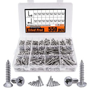 Set di 55 Viti Autofilettanti, M3/M4/M5/M6, Kit di Viti in Acciaio Inossidabile per Lamiera, Assortimento di Viti per Legno con Testa Phillips, 55Pcs (275Pcs Testa Rotonda e 275Pcs Testa Piatta)  | Viti Viti Viti