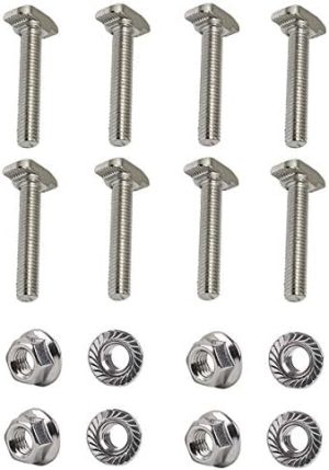 Set di 8 bulloni a testa martellata M6 x 35 mm, set di dadi esagonali flangiati M6, in acciaio al carbonio nichelato per profilo in alluminio standard a T da 6 mm serie 33.  | T-Nuts T-Nuts T-Nuts