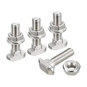 Set di bulloni a T M8X30Mm Drop-In e dadi a flangia esagonale M8, 8 set di viti a forma di T con testa martellata per profilo in alluminio serie 4545  | Set di assortimento di dadi e bulloni Set di assortimento di dadi e bulloni Set di assortimento di dadi e bulloni