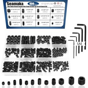 Set di Viti a Testa Esagonale Interna Allen da 400 Pz 1/8-40 a 5/16-18 (Nere), Kit di Assortimento di Viti Grub in Acciaio Legato Classe 12.9 da 12 Dimensioni con 5 Chiavi Esagonali per Maniglie di Porte e Apparecchi di Illuminazione.  | Viti Viti Viti