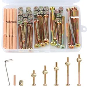 Set di Viti Crib M6X4/5/6/7/8Mm Assortimento per Letti Matrimoniali in Legno, Kit di Sostituzione Hardware, Bulloni e Dadi a Barile e Dowel in Legno, Viti a Testa Esagonale per Testiere e Mobili  | Viti Viti Viti