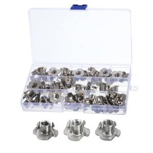 T-Nut 50Pcs 1/4″-20, 5/16″-18, 3/8″-16 304 Acciaio Inossidabile 4 Prong T-Nuts per Mobili, Lavorazione del Legno, Cabinet e Inserimento Filettato  | T-Nuts T-Nuts T-Nuts