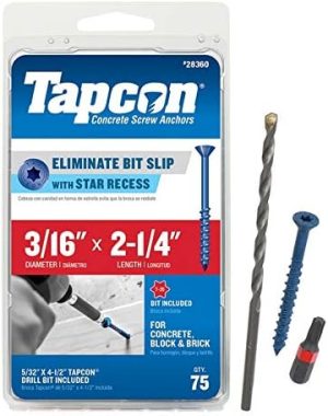 Tapcon 2836 3/16X2-1/4 Ancoraggi in Calcestruzzo Blue Star Drive con Testa a Trombetta 75/Scatola  | Viti Viti Viti