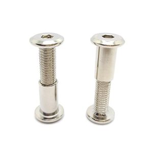 Vite a Posto Adatta per Foro da 3/8 Pollici (1Mm) di Diametro, Maschio M8X35Mm Femmina 18Mm Esagono di Fissaggio per Bolts di Legno in Pelle, Acciaio al Carbonio con Rivestimento in Nichel, 5 Set  | Set di assortimento di dadi e bulloni Set di assortimento di dadi e bulloni Set di assortimento di dadi e bulloni