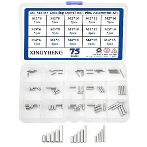 Xingyheng 75 Pezzi 15 Tipi M2 M3 M4 34 Set di Perni Dowel in Acciaio Inossidabile (Set di Elementi Fissi a Pinne Rotonde con Scatola di Stoccaggio)  | Spilli Spilli Spilli