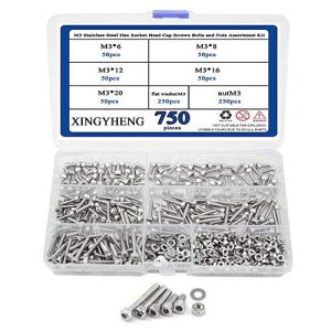 Xingyheng 75 Pezzi Viti a Testa Esagonale In Acciaio Inossidabile M3 Set di Bulloni e Dadi Metrici Precisi con Scatola di Plastica Pulita (Acciaio M3)  | Set di assortimento di viti e bulloni Set di assortimento di viti e bulloni Set di assortimento di viti e bulloni