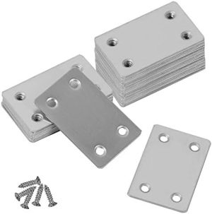 40 Pz Piastrine Piane per Riparazione 2.4 X 1.5 Pollici, Spessore 0.05 Pollici, Staffe Dritte in Acciaio Inossidabile per Riparazione Mobili e Fissaggio Giunti con 160 Pz Viti  | Apparecchio ortodontico Apparecchio ortodontico Apparecchio ortodontico