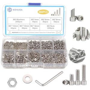 66 Pezzi Assortimento Viti M2, Bulloni a Testa Esagonale Metrici, Viti M24Mm/6Mm/8Mm/1Mm/12Mm/16Mm, Dadi e Rondelle, Kit di Bulloni, Dadi e Rondelle Metrici in Acciaio Inossidabile con 1 Chiave Allen Esagonale  | Set di assortimento di viti e bulloni Set di assortimento di viti e bulloni Set di assortimento di viti e bulloni